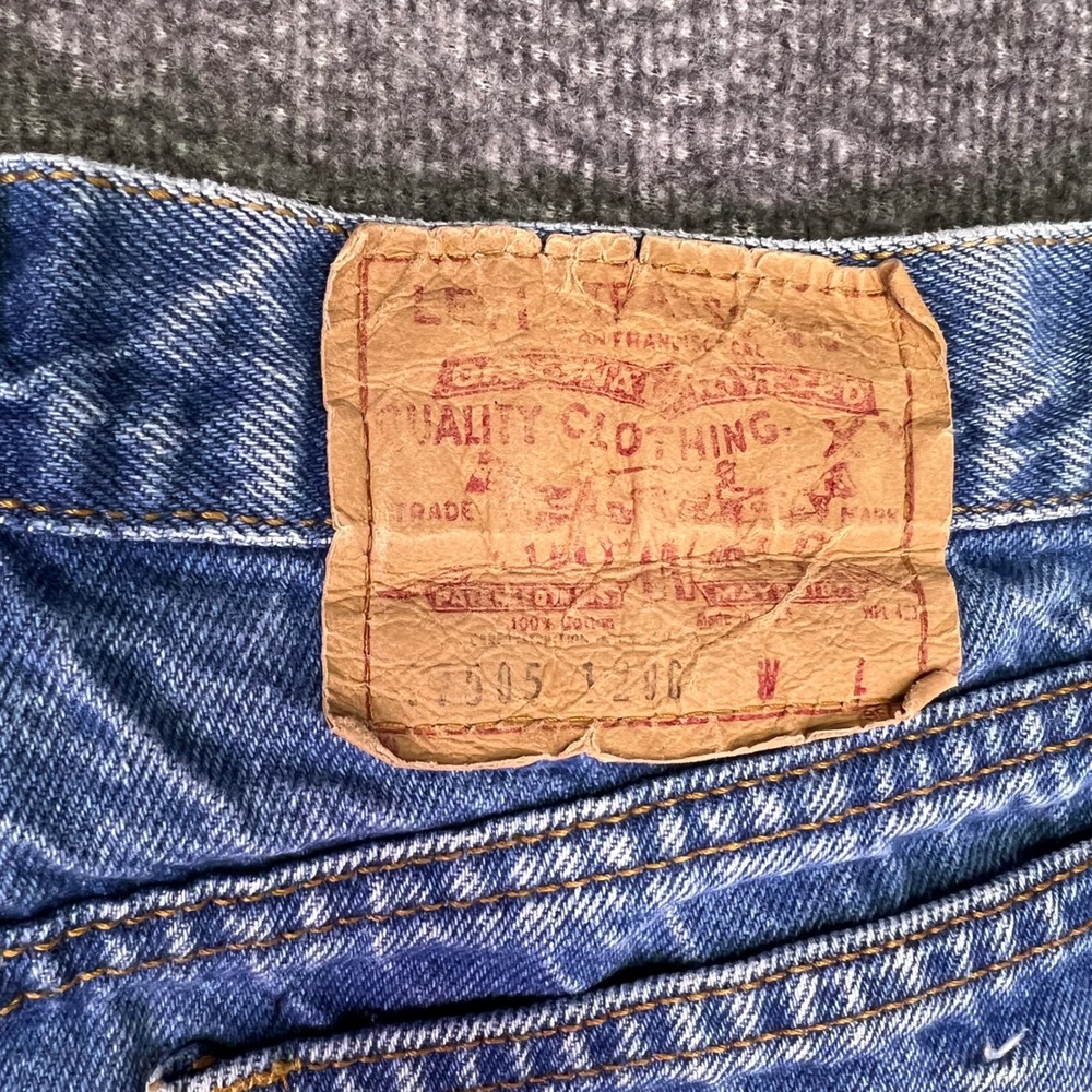 VTG 90s Levis 505 Jeans Womens 15 Blue High Rise Painted Tapered USA Made Grunge - Picture 6 of 16